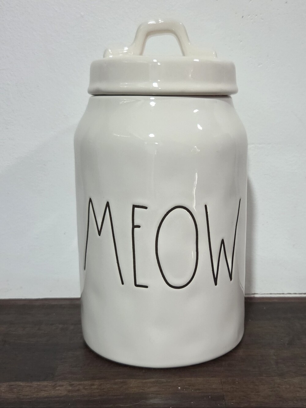 Rae Dunn MEOW Ceramic Cat Treat Jar